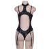 plus size solid color embroidery see-through backless with garter one-piece underwear NSOYM139258
