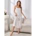 solid color satin faux silk suspender nightdress and nightgown two-piece set NSWFC139273