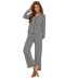 loose Striped lapel long sleeve top and pants Pajamas Set NSWFC139274