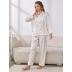 solid color faux silk long-sleeved loungewear can be worn outside NSWFC139276