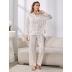solid color faux silk long-sleeved loungewear can be worn outside NSWFC139276