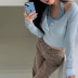solid color U-neck slim long-sleeved bottoming shirt NSTNV139293