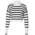 striped high-necked long-sleeved crop knitted sweater NSTNV139298