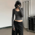 solid color hooded long-sleeved slim high waist bottoming shirt NSTNV139300