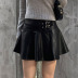 metal buckle faux leather pleated A-line skirt NSGXF139306