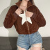 Star patch embroidered full zipper stand collar long-sleeved plush jacket NSGXF139308