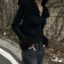 V-neck plush edge knitted breasted solid color slim long-sleeved jacket NSGXF139309
