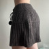 falda de cintura alta de color sólido retro con lazo tejido de lana NSGXF139310