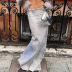 halo dyeing raw edges low waist slit denim skirt NSGXF139314