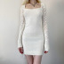 square collar solid color woolen hollow sleeve sheath dress NSGXF139317