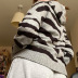 Suéter suelto de manga larga con cinta con capucha y cremallera completa estampada NSGXF139319