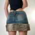 Retro Low Waist Stitching sheath denim Skirt NSGXF139327