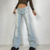 retro low waist slim washed bootcut jeans NSGXF139328