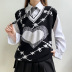 heart-shaped contrast color V-neck woolen loose vest NSGXF139332