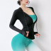 zipper solid color long sleeve high-elastic hooded yoga top NSYWH139356