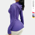zipper solid color high-elastic hooded long sleeve slim yoga top NSYWH139361