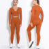 hip-lifting high-elastic U-neck long-sleeved seamless solid color threaded yoga suit NSYWH139362