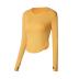high-elastic long-sleeved fitness round neck solid color yoga top NSYWH139366