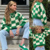 Thick Long Sleeve Pullover loose Checkerboard Sweater NSYDL139378