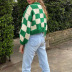 Suéter grueso de manga larga Suéter de tablero de ajedrez suelto NSYDL139378