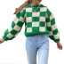 Suéter grueso de manga larga Suéter de tablero de ajedrez suelto NSYDL139378