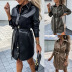 PU leather single-breasted lapel tie long-sleeved dress NSYDL139381
