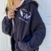 zipper fleece love wings embroidery hoodie casual sweatshirt jacket NSYDL139386