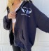 zipper fleece love wings embroidery hoodie casual sweatshirt jacket NSYDL139386