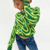 suéter de lana suelta con patrón de onda de manga larga con cuello en V grueso NSYDL139388