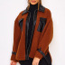 chaqueta cálida de lana de cuero de color sólido de manga larga con costuras NSYDL139389