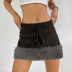 falda de punto de lana de color solod con costuras de cintura baja NSGXF139398