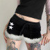 stitching color contrast star print Velvet plush shorts NSGXF139400