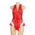 v neck backless hanging neck sleeveless slim solid color lace one-piece underwear NSOYM139414