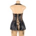 plus size sleeveless hanging neck backless solid color imitation leather garter nightdress NSOYM139417