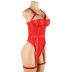 plus size sexy suspenders wrap chest slim solid color lace one-piece underwear NSOYM139424