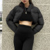 solid color long-sleeved standing collar crop cotton jacket NSDLS138164