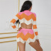 wave color matching knitted lapel long sleeve crop top high waist shorts set NSDLS138168
