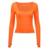 solid color knitted round neck simple long-sleeved slim tops NSFLY138179