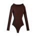 large lapel elastic solid color long sleeve knitted jumpsuit NSZQW138194
