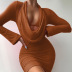 solid color halter mesh pleated sheath dress NSHT138199