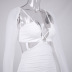 vestido de tubo de manga larga con costuras de malla hueca de color sólido NSHT138202