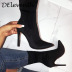 solid color elastic cloth pointed stiletto long boots NSZLX138209