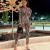 standing collar printing long-sleeved tight-fitting hip-lifting long-sleeved jumpsuit NSJYF138224