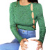 solid color button round neck long-sleeved slim top NSMG138236