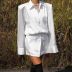 vestido camisero corto ajustado con botones de manga larga con solapa de color liso NSMG138237