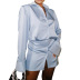 solid color lapel long-sleeved button slim short shirt dress NSMG138237