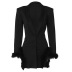 solid color stitching furry V-neck hollow suit jacket NSLGF138256