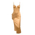 solid color fishbone satin slit slip dress NSHT138257