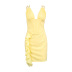 vestido lencero de color liso con escote en V y diseño de espina de pescado NSHT138259