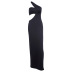 vestido largo básico de color sólido con abertura alta y hombros inclinados NSHT138260